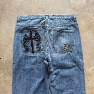 Baggy Sean John Cross Wide Leg Southpole Styl Y2K Vintage Denim Jeans 36x32